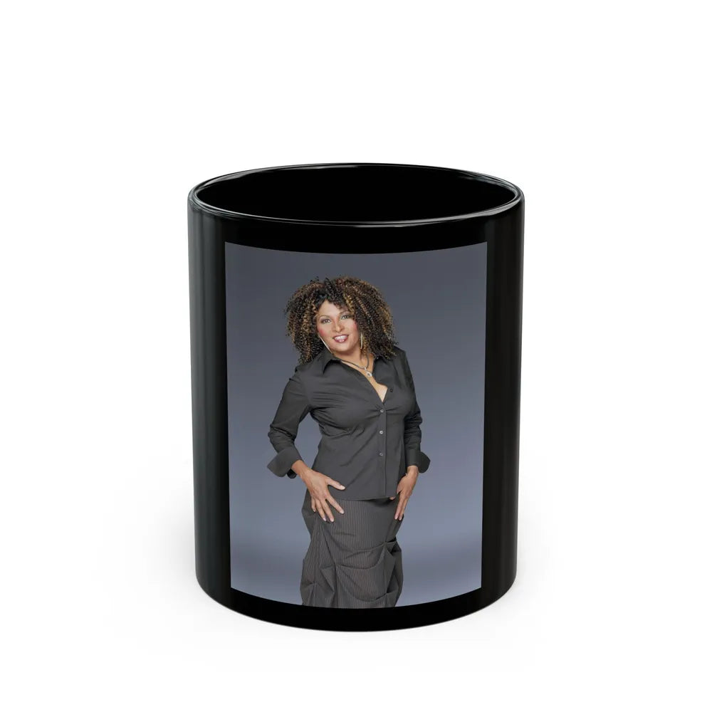 Pam Grier #08 (Vintage Female Icon) Black Coffee Mug-11oz-Go Mug Yourself