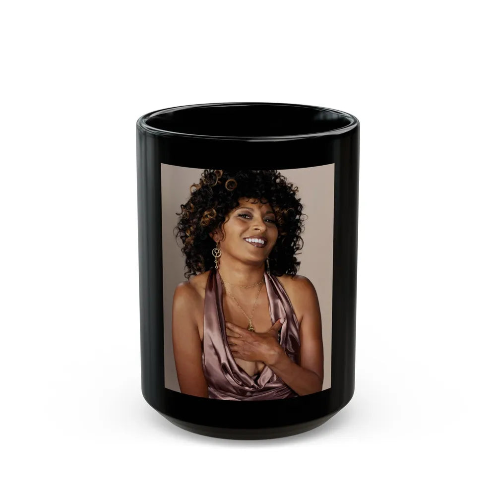 Pam Grier #10 (Vintage Female Icon) Black Coffee Mug-15oz-Go Mug Yourself