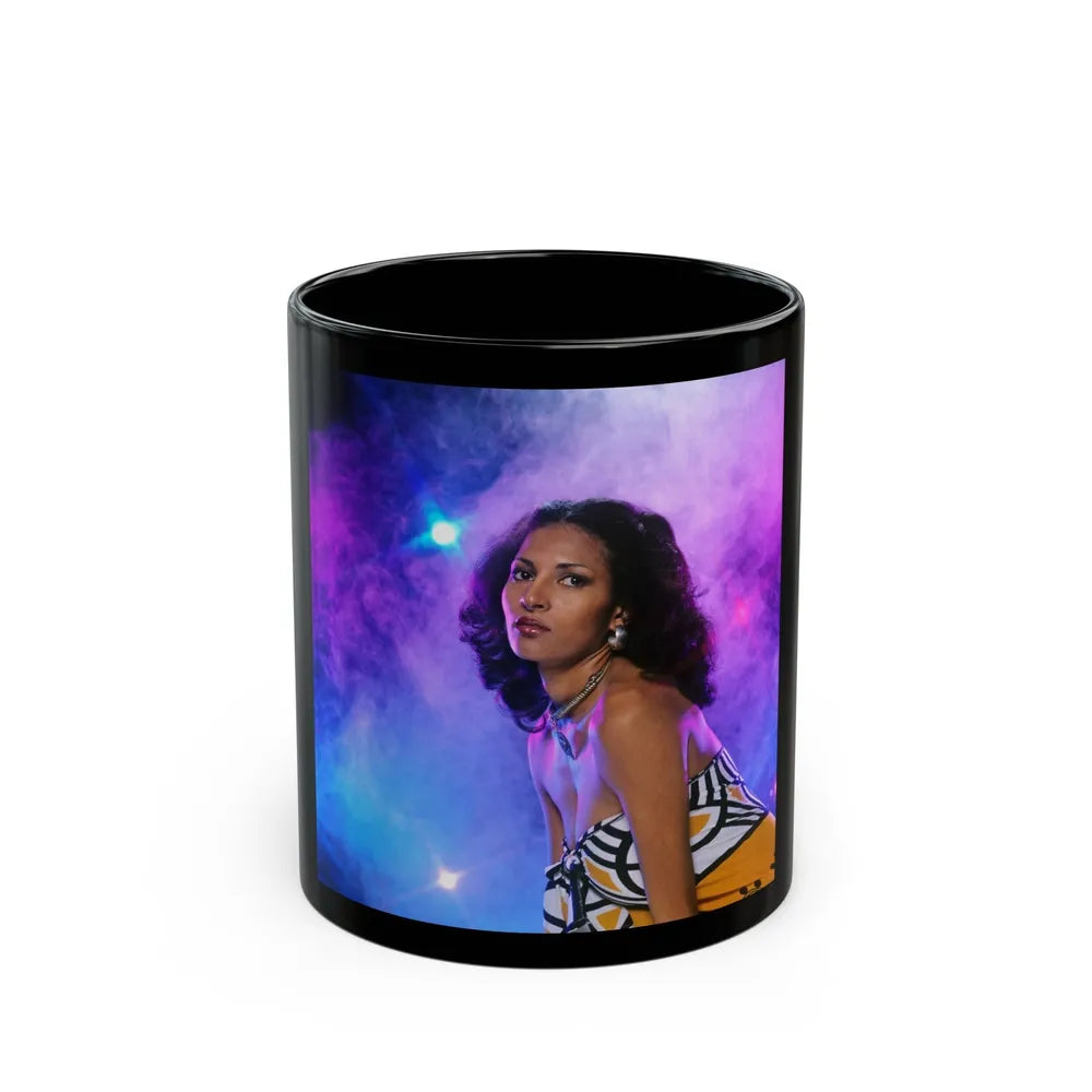 Pam Grier #18 (Vintage Female Icon) Black Coffee Mug-11oz-Go Mug Yourself