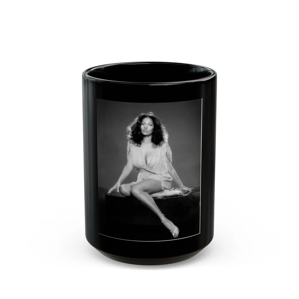 Pam Grier #23 (Vintage Female Icon) Black Coffee Mug-15oz-Go Mug Yourself