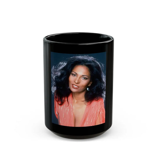 Pam Grier #30 (Vintage Female Icon) Black Coffee Mug-15oz-Go Mug Yourself