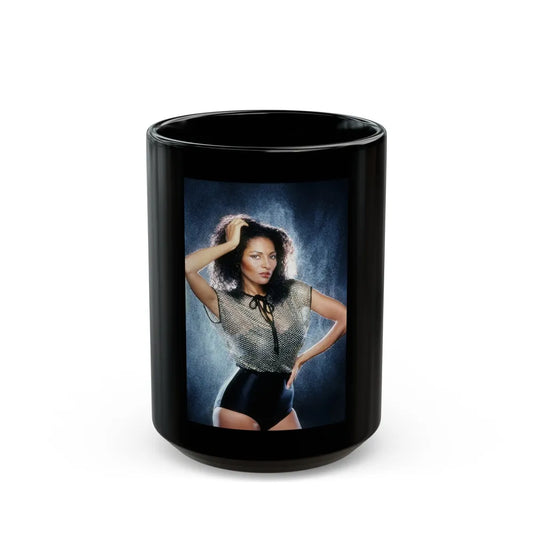 Pam Grier #31 (Vintage Female Icon) Black Coffee Mug-15oz-Go Mug Yourself