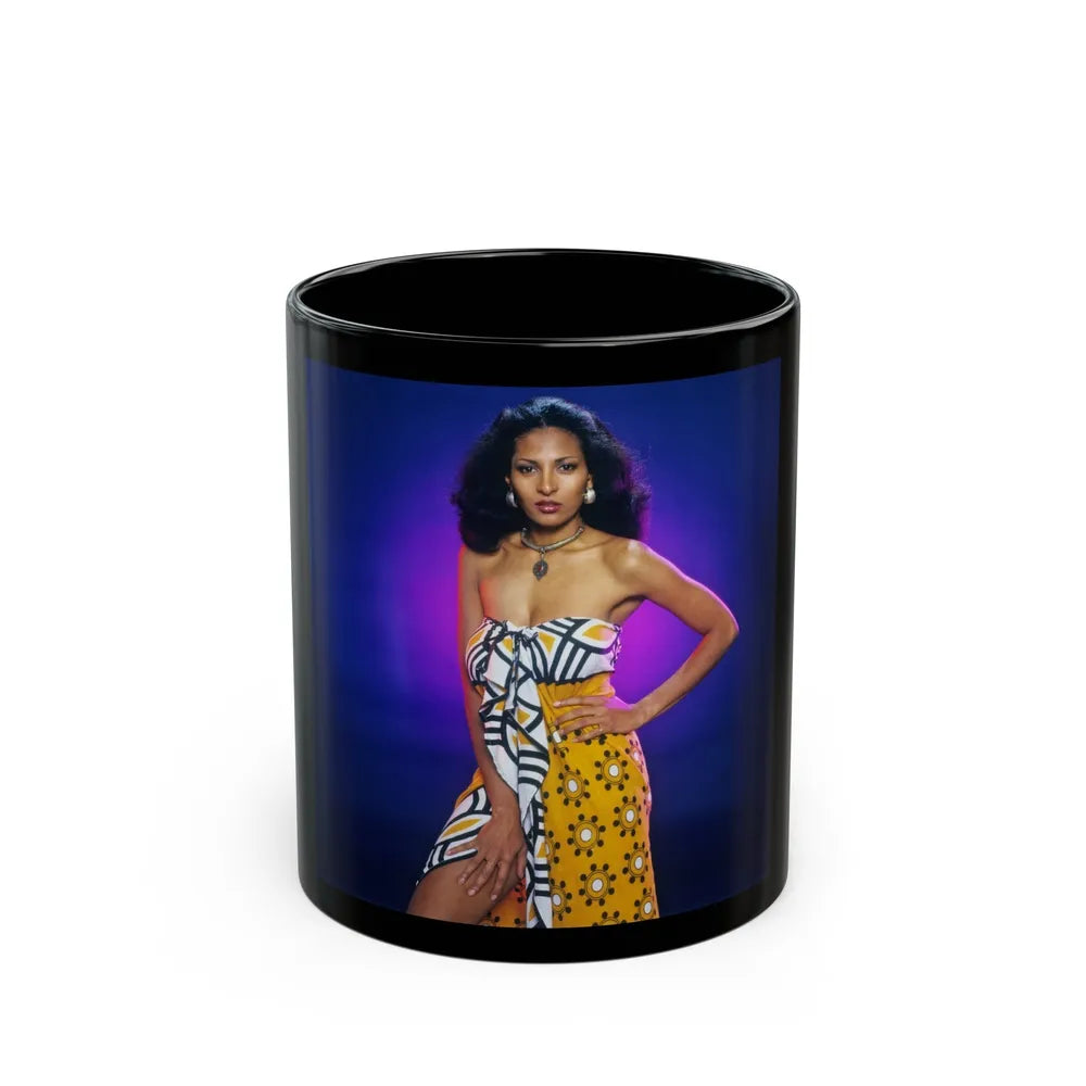 Pam Grier #33 (Vintage Female Icon) Black Coffee Mug-11oz-Go Mug Yourself