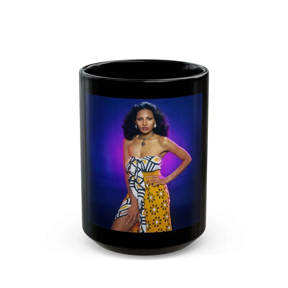 Pam Grier #33 (Vintage Female Icon) Black Coffee Mug-15oz-Go Mug Yourself