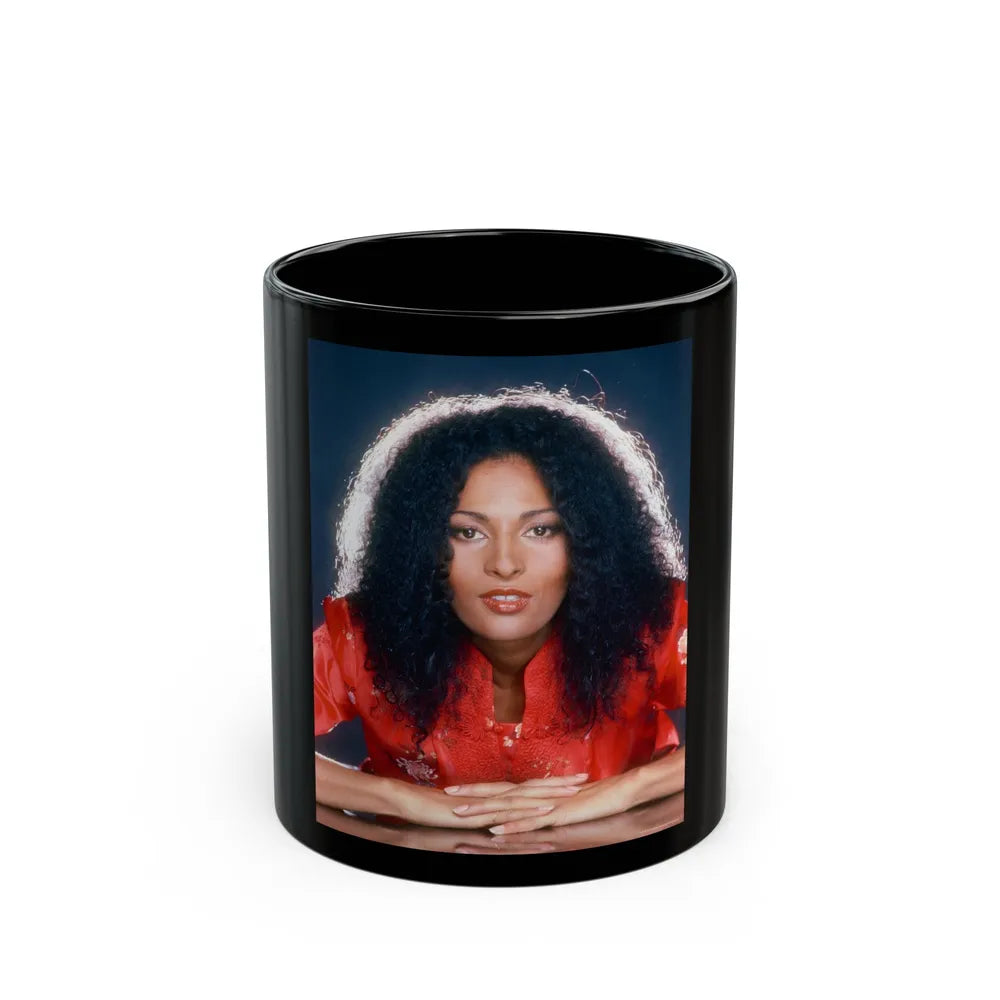 Pam Grier #35 (Vintage Female Icon) Black Coffee Mug-11oz-Go Mug Yourself