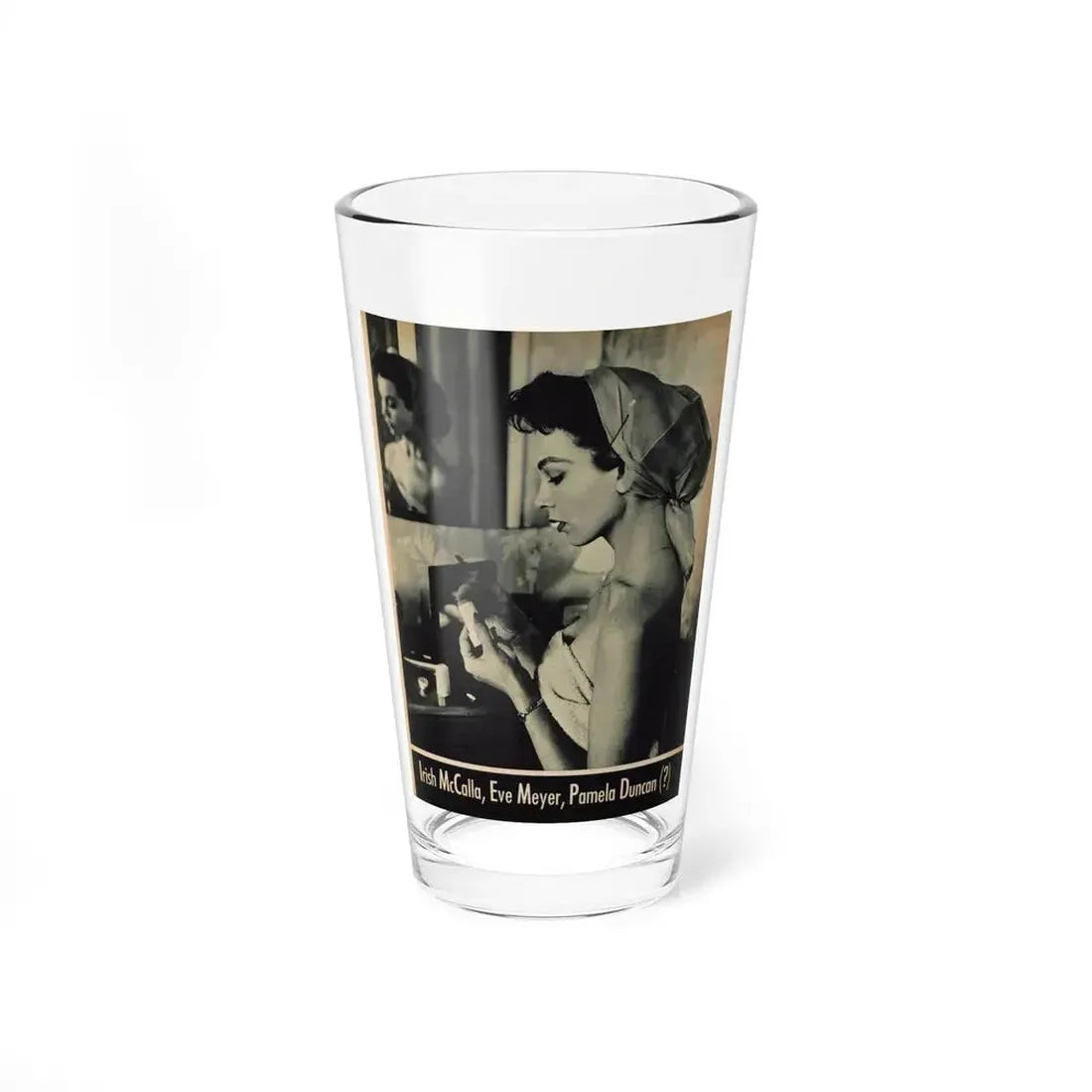 Pamela Duncan #09 - Night and Day Oversized Mag. Feb. '55 - 1 Page, 1 B&W Photo (Vintage Female Icon) Pint Glass 16oz 16oz - Go Mug Yourself