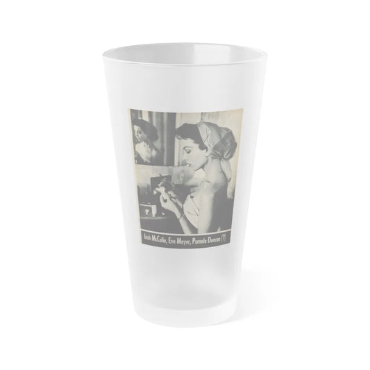 Pamela Duncan #09 - Night and Day Oversized Mag. Feb. '55 - 1 Page, 1 B&W Photo (Vintage Female Icon) Frosted Pint Glass 16oz-16oz-Frosted-Go Mug Yourself