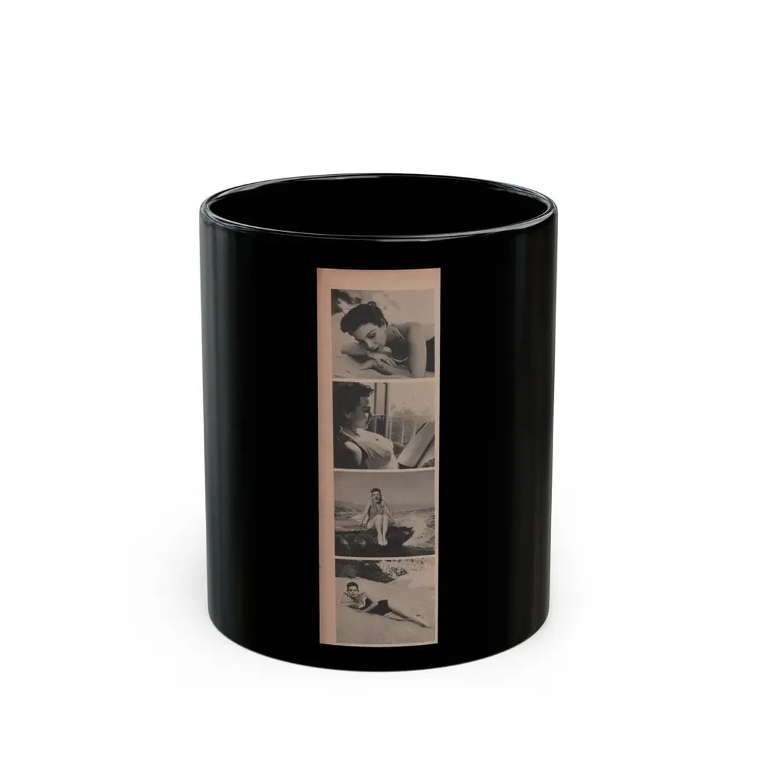 Pamela Duncan #10 - Night and Day Oversized Mag. Feb. '55 - 4 B&W Photos (Vintage Female Icon) Black Coffee Mug 11oz - Go Mug Yourself