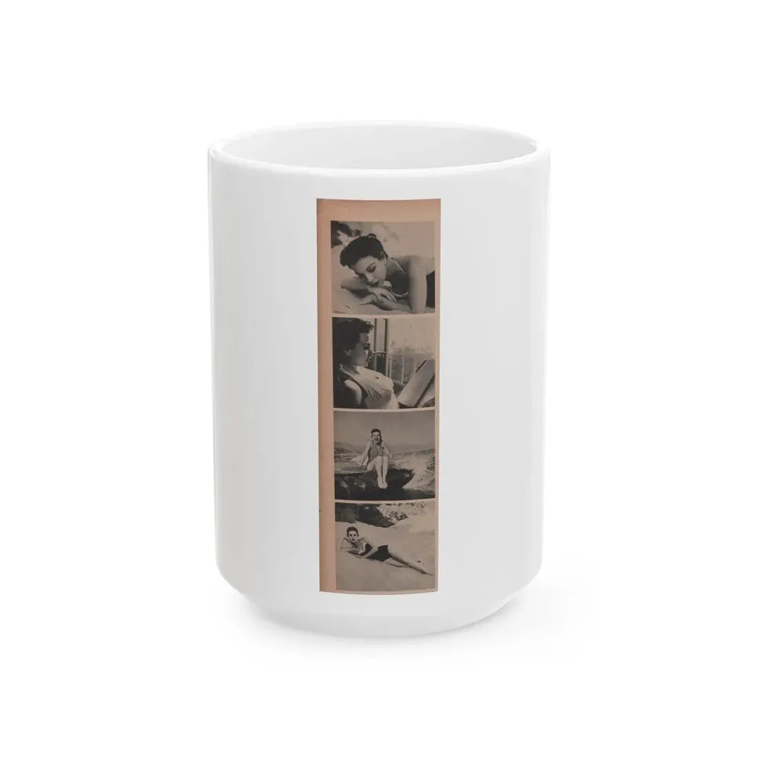 Pamela Duncan #10 - Night and Day Oversized Mag. Feb. '55 - 4 B&W Photos (Vintage Female Icon) White Coffee Mug 15oz - Go Mug Yourself