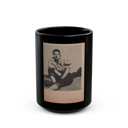 Pamela Duncan #11 - Night and Day Oversized Mag. Feb. '55 - 1 Cropped B&W Photo (Vintage Female Icon) Black Coffee Mug 15oz - Go Mug Yourself