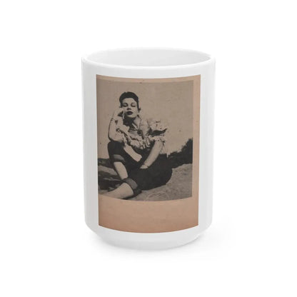 Pamela Duncan #11 - Night and Day Oversized Mag. Feb. '55 - 1 Cropped B&W Photo (Vintage Female Icon) White Coffee Mug 15oz - Go Mug Yourself