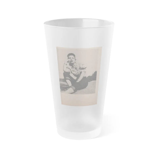 Pamela Duncan #11 - Night and Day Oversized Mag. Feb. '55 - 1 Cropped B&W Photo (Vintage Female Icon) Frosted Pint Glass 16oz-16oz-Frosted-Go Mug Yourself