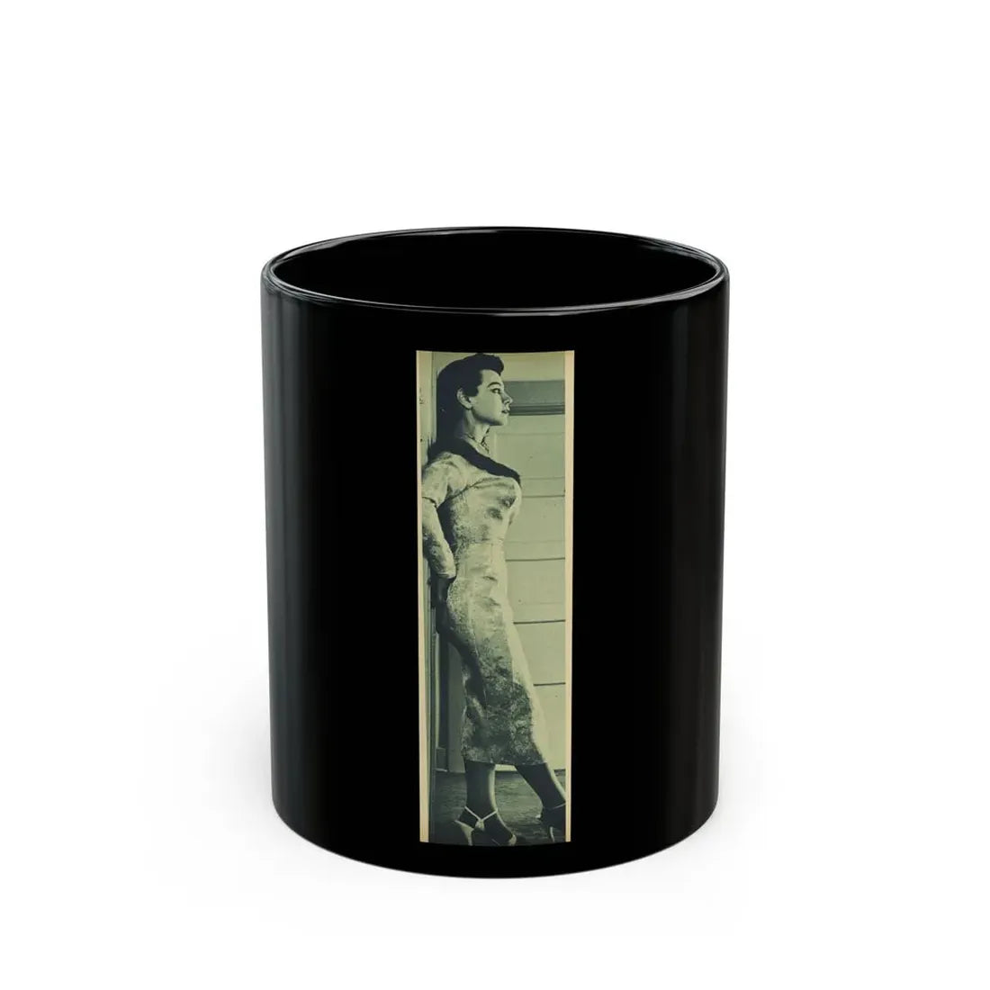 Pamela Duncan #12 - Night and Day Oversized Mag. Feb. '55 - 1 Cropped B&W Photo (Vintage Female Icon) Black Coffee Mug 11oz - Go Mug Yourself