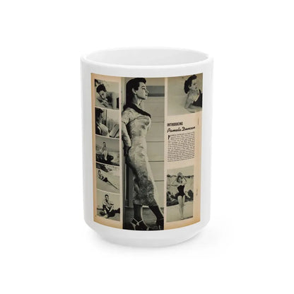 Pamela Duncan #12 - Night and Day Oversized Mag. Feb. '55 - 1 Cropped B&W Photo1 (Vintage Female Icon) White Coffee Mug 15oz - Go Mug Yourself