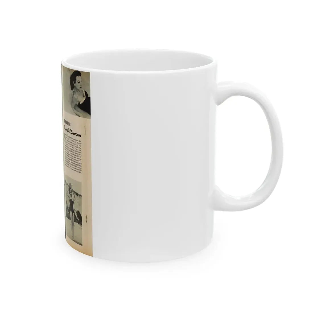 Pamela Duncan #12 - Night and Day Oversized Mag. Feb. '55 - 1 Cropped B&W Photo1 (Vintage Female Icon) White Coffee Mug - Go Mug Yourself
