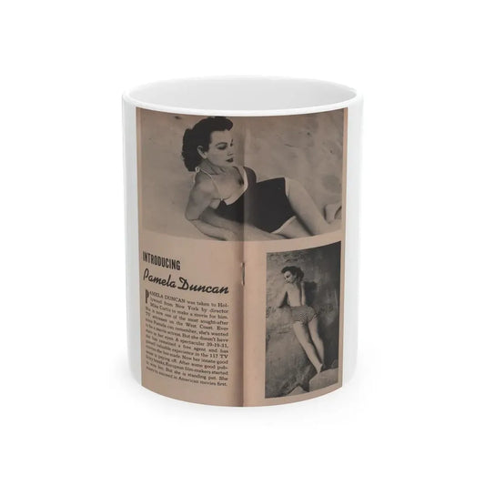 Pamela Duncan #13 - Night and Day Oversized Mag. Feb. '55 - 2 B&W Photos & Short Article on Pam (Vintage Female Icon) White Coffee Mug 11oz - Go Mug Yourself