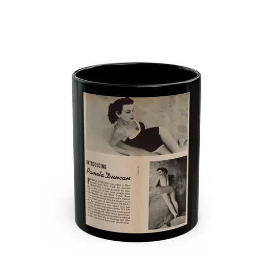 Pamela Duncan #13 - Night and Day Oversized Mag. Feb. '55 - 2 B&W Photos & Short Article on Pam1 (Vintage Female Icon) Black Coffee Mug 11oz - Go Mug Yourself