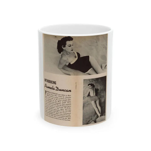 Pamela Duncan #13 - Night and Day Oversized Mag. Feb. '55 - 2 B&W Photos & Short Article on Pam1 (Vintage Female Icon) White Coffee Mug 11oz - Go Mug Yourself
