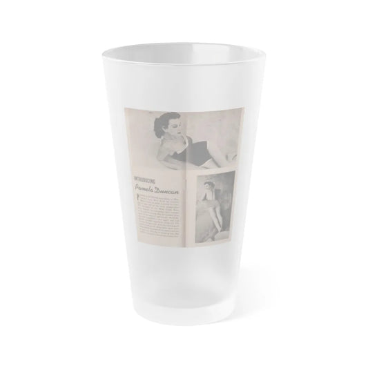 Pamela Duncan #13 - Night and Day Oversized Mag. Feb. '55 - 2 B&W Photos & Short Article on Pam (Vintage Female Icon) Frosted Pint Glass 16oz-16oz-Frosted-Go Mug Yourself