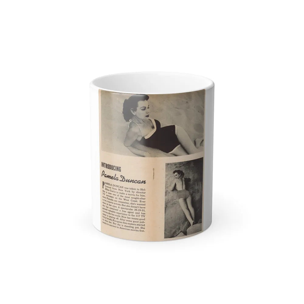 Pamela Duncan #13 - Night and Day Oversized Mag. Feb. '55 - 2 B&W Photos & Short Article on Pam1 (Vintage Female Icons) Color Changing Mug 11oz-11oz-Go Mug Yourself