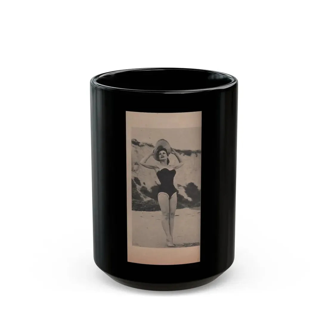 Pamela Duncan #14 - Night and Day Oversized Mag. Feb. '55 - 1 Cropped B&W Photo (Vintage Female Icon) Black Coffee Mug 15oz - Go Mug Yourself
