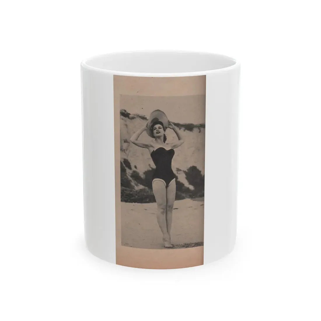 Pamela Duncan #14 - Night and Day Oversized Mag. Feb. '55 - 1 Cropped B&W Photo (Vintage Female Icon) White Coffee Mug 11oz - Go Mug Yourself