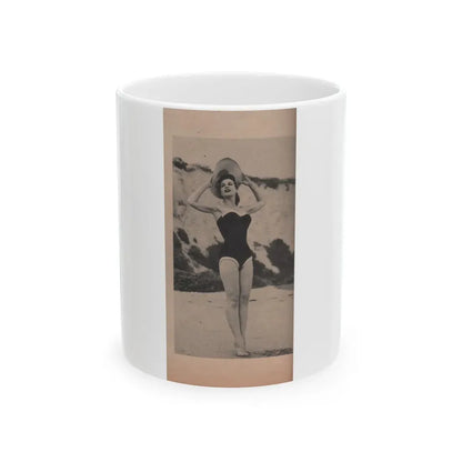 Pamela Duncan #14 - Night and Day Oversized Mag. Feb. '55 - 1 Cropped B&W Photo (Vintage Female Icon) White Coffee Mug 11oz - Go Mug Yourself