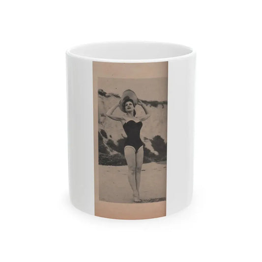 Pamela Duncan #14 - Night and Day Oversized Mag. Feb. '55 - 1 Cropped B&W Photo (Vintage Female Icon) White Coffee Mug 11oz - Go Mug Yourself