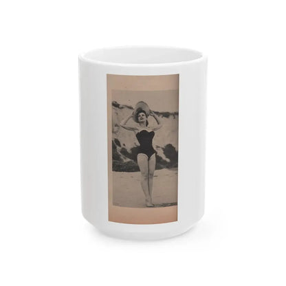 Pamela Duncan #14 - Night and Day Oversized Mag. Feb. '55 - 1 Cropped B&W Photo (Vintage Female Icon) White Coffee Mug 15oz - Go Mug Yourself