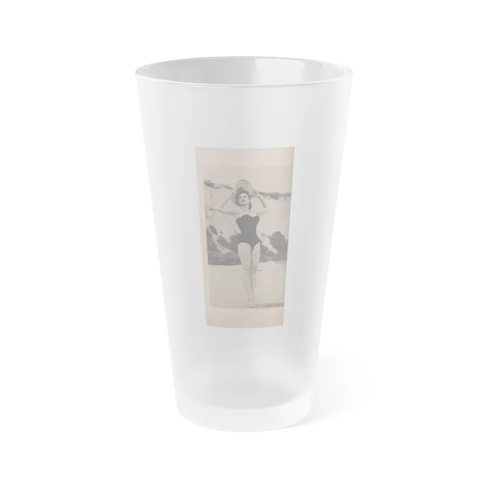 Pamela Duncan #14 - Night and Day Oversized Mag. Feb. '55 - 1 Cropped B&W Photo (Vintage Female Icon) Frosted Pint Glass 16oz-16oz-Frosted-Go Mug Yourself