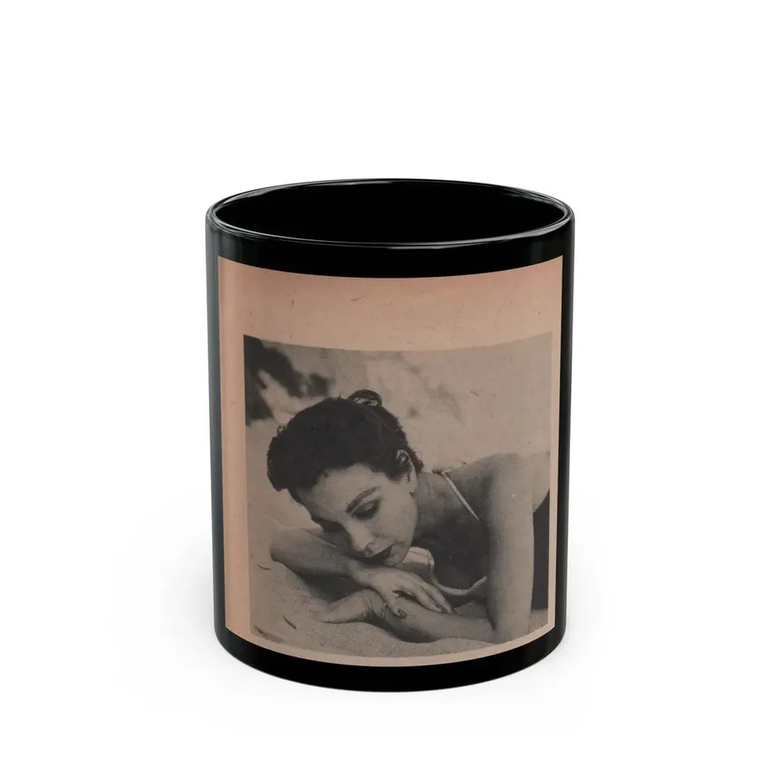 Pamela Duncan #16 - Night and Day Oversized Mag. Feb. '55 - 1 Cropped B&W Photo (Vintage Female Icon) Black Coffee Mug 11oz - Go Mug Yourself
