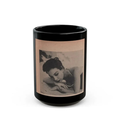 Pamela Duncan #16 - Night and Day Oversized Mag. Feb. '55 - 1 Cropped B&W Photo (Vintage Female Icon) Black Coffee Mug 15oz - Go Mug Yourself