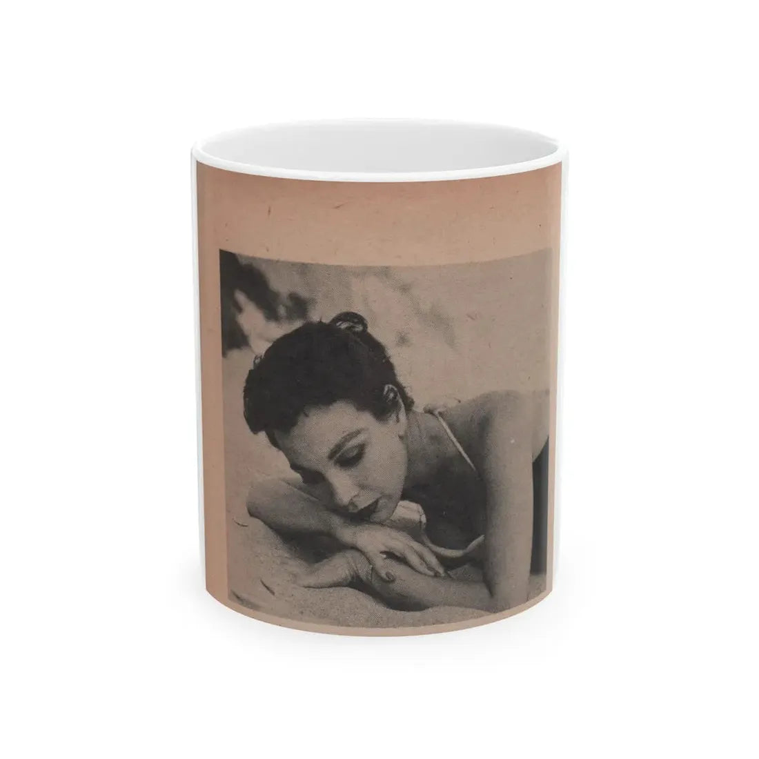 Pamela Duncan #16 - Night and Day Oversized Mag. Feb. '55 - 1 Cropped B&W Photo (Vintage Female Icon) White Coffee Mug 11oz - Go Mug Yourself