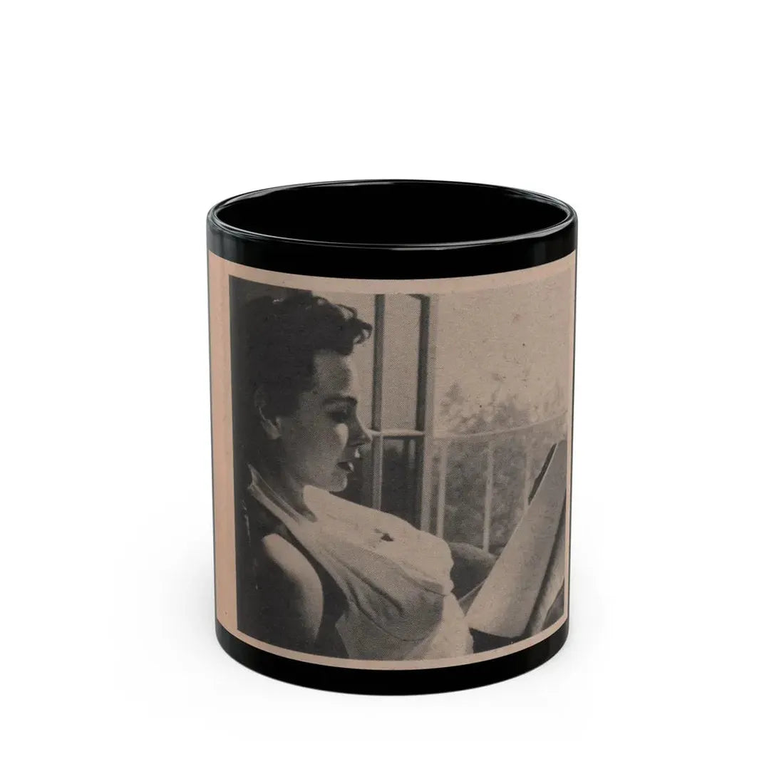 Pamela Duncan #17 - Night and Day Oversized Mag. Feb. '55 - 1 Cropped B&W Photo (Vintage Female Icon) Black Coffee Mug 11oz - Go Mug Yourself