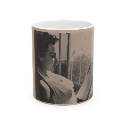 Pamela Duncan #17 - Night and Day Oversized Mag. Feb. '55 - 1 Cropped B&W Photo (Vintage Female Icon) White Coffee Mug 11oz - Go Mug Yourself