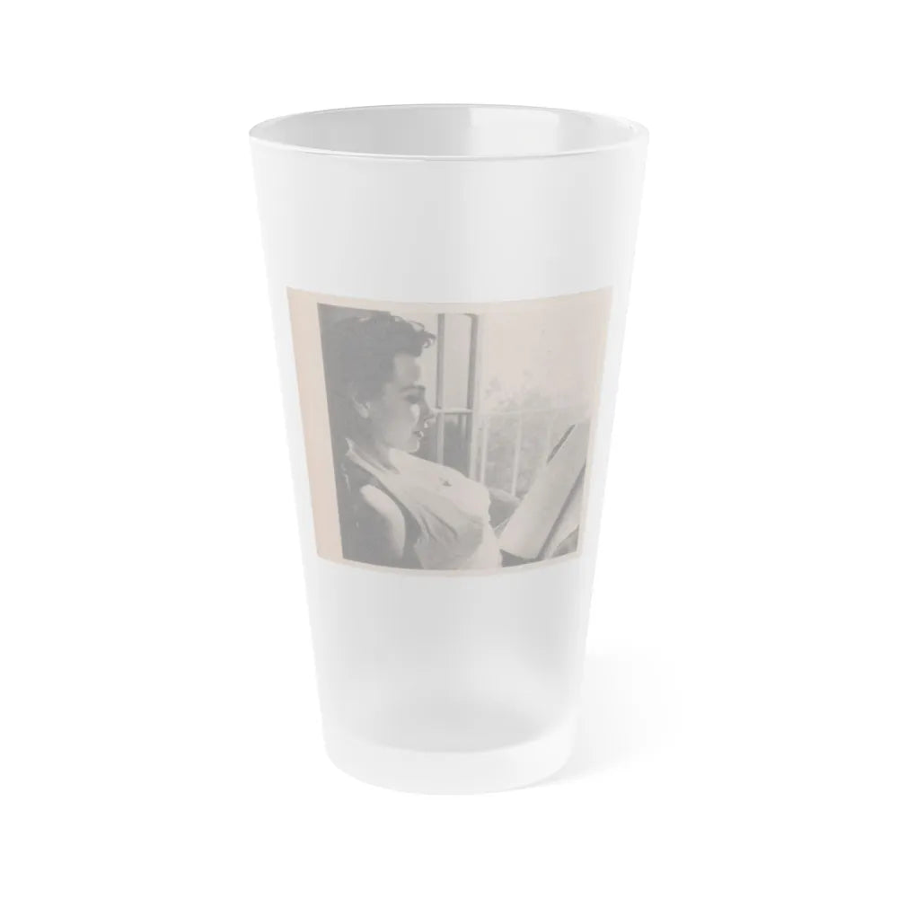 Pamela Duncan #17 - Night and Day Oversized Mag. Feb. '55 - 1 Cropped B&W Photo (Vintage Female Icon) Frosted Pint Glass 16oz-16oz-Frosted-Go Mug Yourself