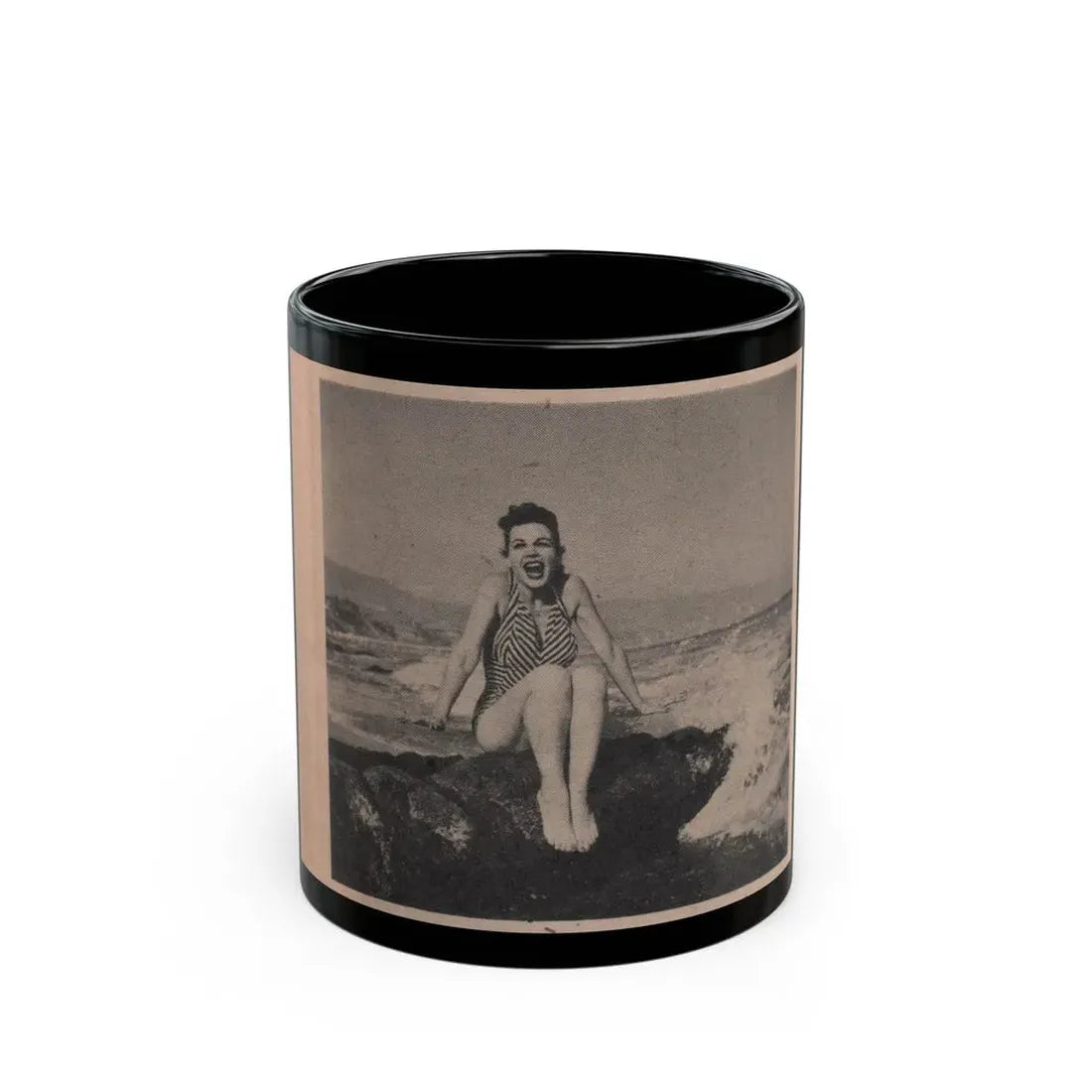 Pamela Duncan #18 - Night and Day Oversized Mag. Feb. '55 - 1 Cropped B&W Photo (Vintage Female Icon) Black Coffee Mug 11oz - Go Mug Yourself