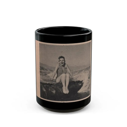 Pamela Duncan #18 - Night and Day Oversized Mag. Feb. '55 - 1 Cropped B&W Photo (Vintage Female Icon) Black Coffee Mug 15oz - Go Mug Yourself
