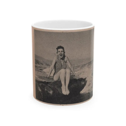 Pamela Duncan #18 - Night and Day Oversized Mag. Feb. '55 - 1 Cropped B&W Photo (Vintage Female Icon) White Coffee Mug 11oz - Go Mug Yourself