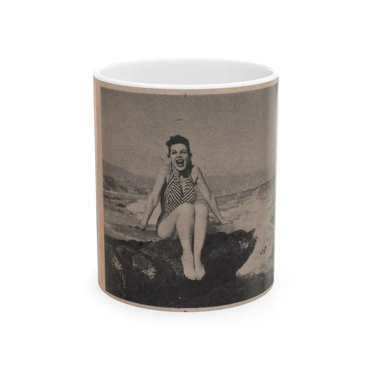 Pamela Duncan #18 - Night and Day Oversized Mag. Feb. '55 - 1 Cropped B&W Photo (Vintage Female Icon) White Coffee Mug 11oz - Go Mug Yourself