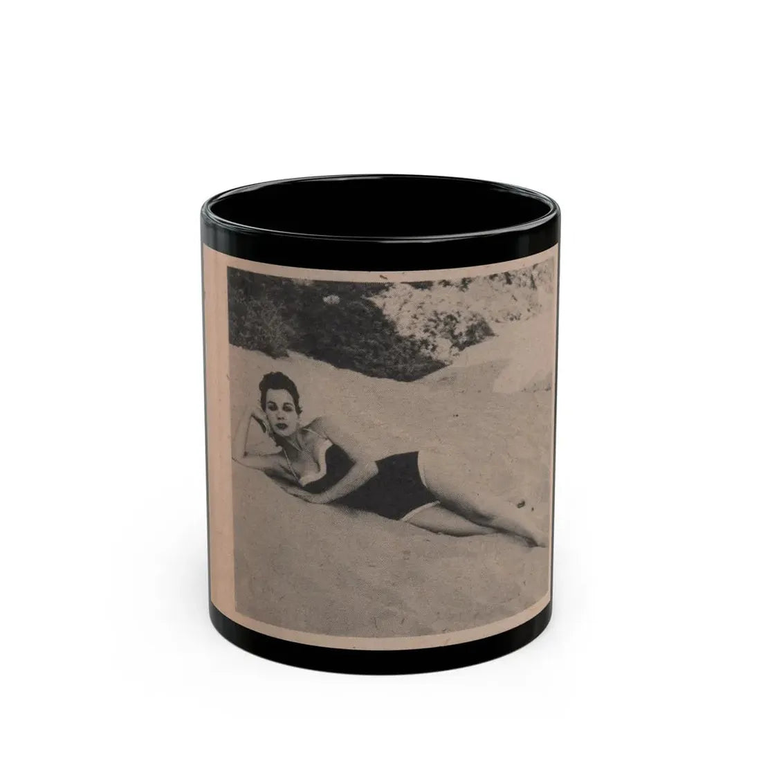 Pamela Duncan #19 - Night and Day Oversized Mag. Feb. '55 - 1 Cropped B&W Photo (Vintage Female Icon) Black Coffee Mug 11oz - Go Mug Yourself