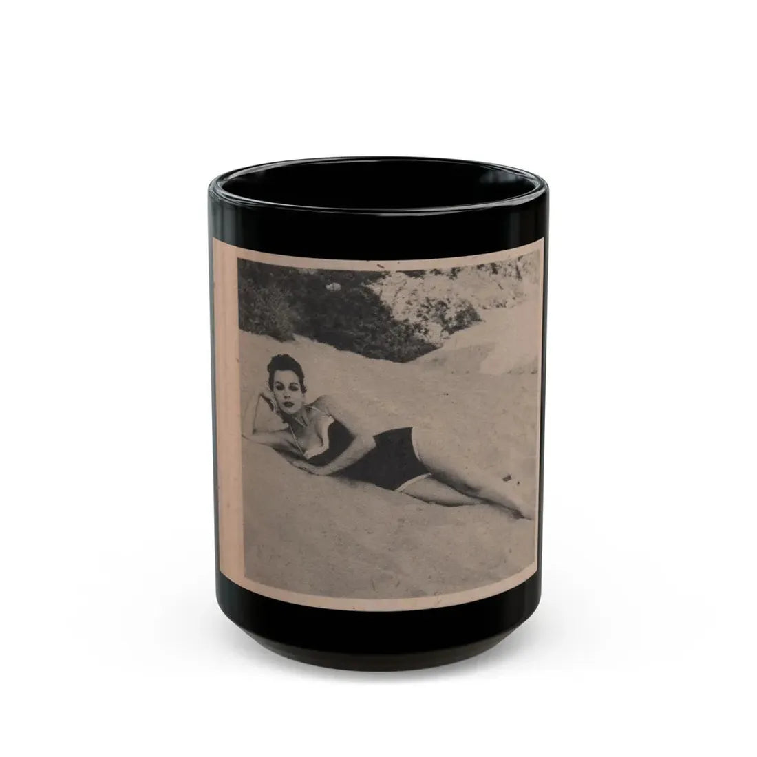 Pamela Duncan #19 - Night and Day Oversized Mag. Feb. '55 - 1 Cropped B&W Photo (Vintage Female Icon) Black Coffee Mug 15oz - Go Mug Yourself