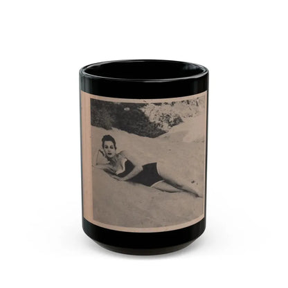 Pamela Duncan #19 - Night and Day Oversized Mag. Feb. '55 - 1 Cropped B&W Photo (Vintage Female Icon) Black Coffee Mug 15oz - Go Mug Yourself