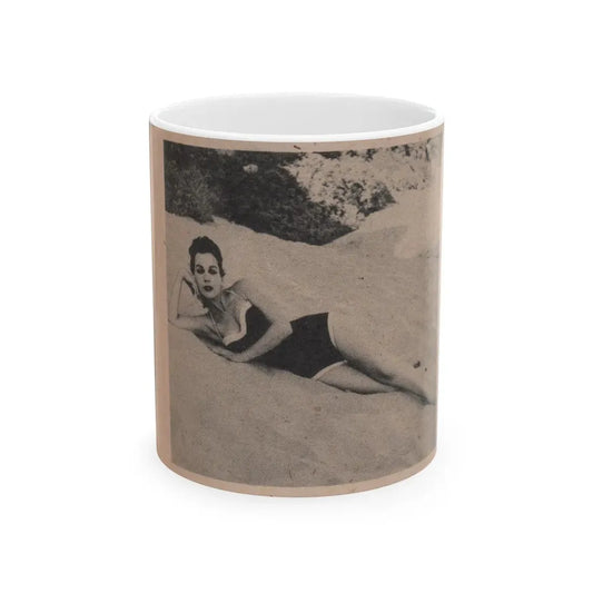 Pamela Duncan #19 - Night and Day Oversized Mag. Feb. '55 - 1 Cropped B&W Photo (Vintage Female Icon) White Coffee Mug 11oz - Go Mug Yourself