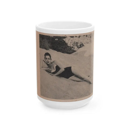 Pamela Duncan #19 - Night and Day Oversized Mag. Feb. '55 - 1 Cropped B&W Photo (Vintage Female Icon) White Coffee Mug 15oz - Go Mug Yourself