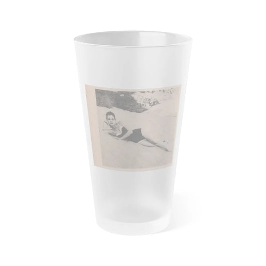 Pamela Duncan #19 - Night and Day Oversized Mag. Feb. '55 - 1 Cropped B&W Photo (Vintage Female Icon) Frosted Pint Glass 16oz-16oz-Frosted-Go Mug Yourself