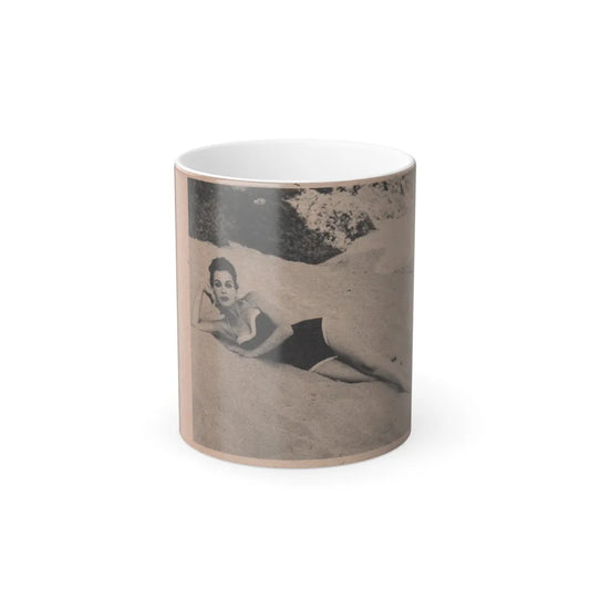 Pamela Duncan #19 - Night and Day Oversized Mag. Feb. '55 - 1 Cropped B&W Photo (Vintage Female Icons) Color Changing Mug 11oz-11oz-Go Mug Yourself