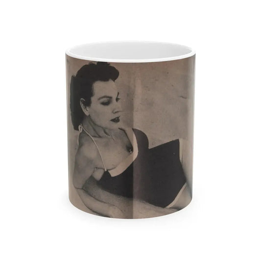Pamela Duncan #20 - Night and Day Oversized Mag. Feb. '55 - 1 Cropped B&W Photo (Vintage Female Icon) White Coffee Mug 11oz - Go Mug Yourself