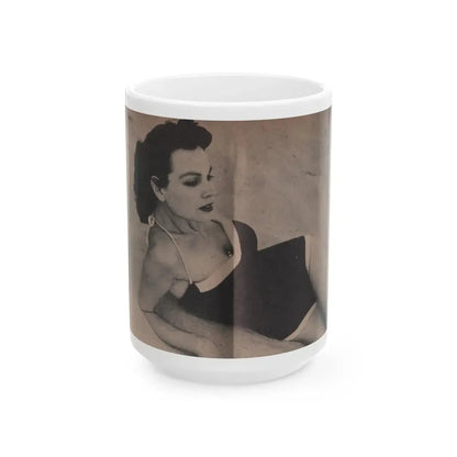 Pamela Duncan #20 - Night and Day Oversized Mag. Feb. '55 - 1 Cropped B&W Photo (Vintage Female Icon) White Coffee Mug 15oz - Go Mug Yourself