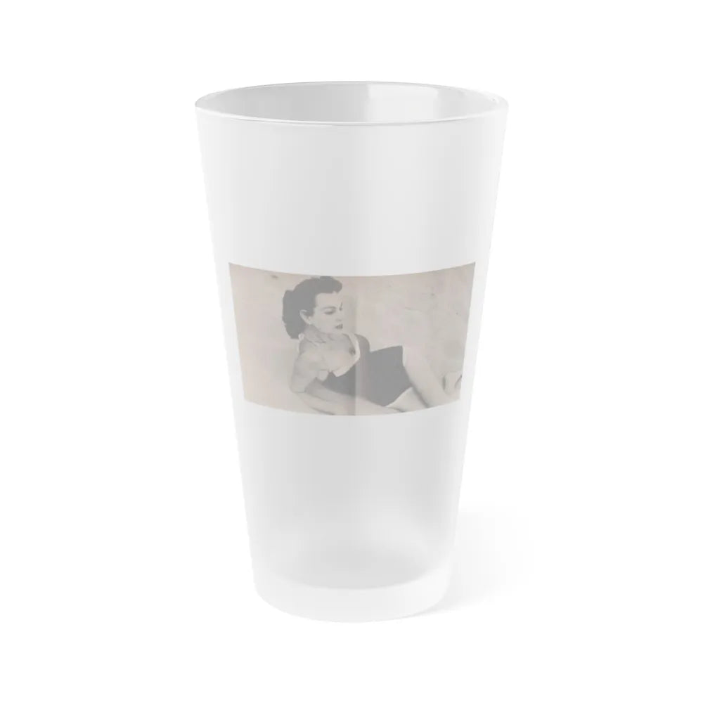 Pamela Duncan #20 - Night and Day Oversized Mag. Feb. '55 - 1 Cropped B&W Photo (Vintage Female Icon) Frosted Pint Glass 16oz-16oz-Frosted-Go Mug Yourself
